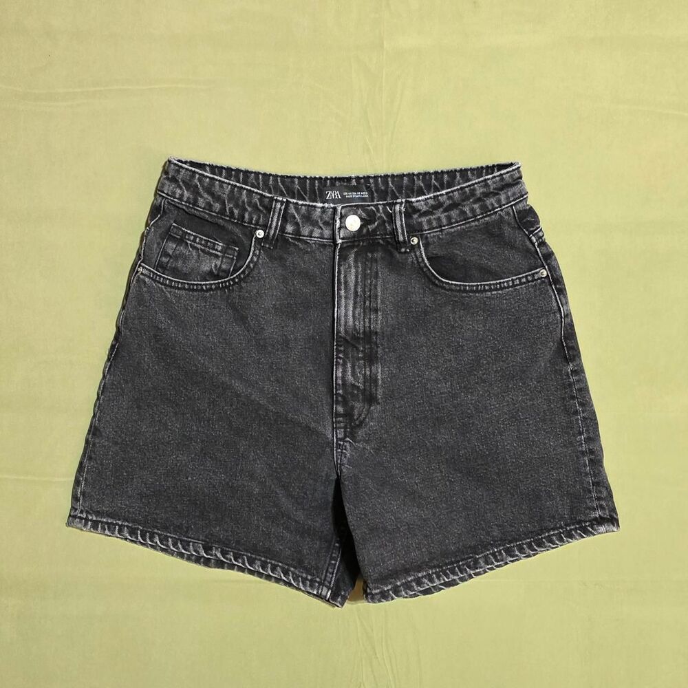 Zara black washed denim shorts women's size 8